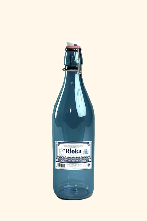 Agua de Mar en Botella de Vidrio Azul · 6 Botellas de 1 Litro